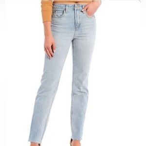 Gianni Bini Light Wash Straight Leg Jeans with raw hem
